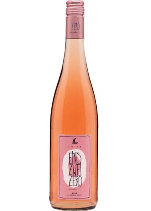 Leitz Eins Zwei Zero Rosé alcohol-free wine bottle with pink label and screw cap
