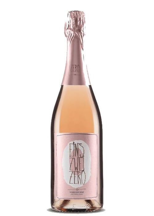 Leitz Eins Zwei Zero Sparkling Rosé Alcohol Free bottle with pink foil and matte label