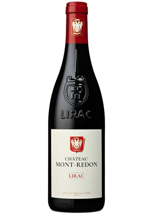 Chateau Mont-Redon Lirac red wine bottle with heraldic crest label