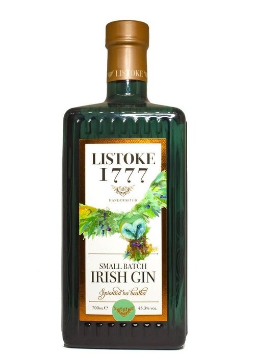Listoke 1777 Irish Gin 700ml small batch handcrafted bottle with owl label