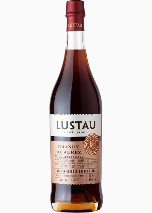 Lustau Brandy de Jerez Solera Gran Reserva 700ml amber spirit in glass bottle with red foil cap