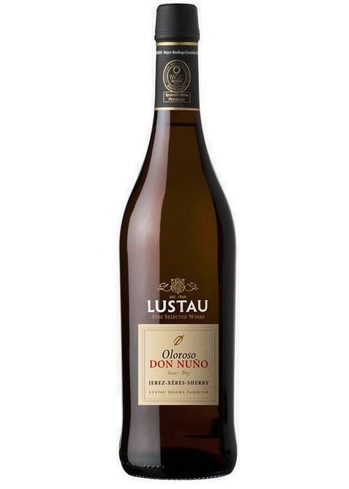 Lustau Don Nuno Oloroso Sherry 375ml dark bronze fortified wine bottle