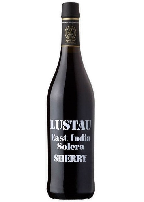Lustau East India Solera 500ml dark mahogany sherry bottle
