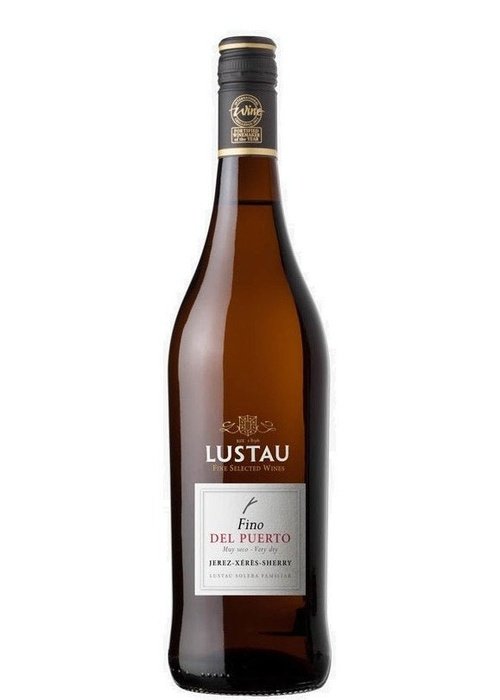 Lustau Puerto Fino 375mL Spanish fortified sherry bottle with pale straw wine and gold foil cap