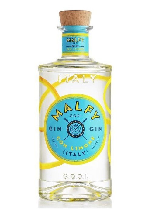 Malfy Con Limone 700ml Italian lemon gin bottle with cork stopper and citrus label