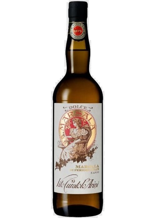 Marsala Dolce Curatolo sweet fortified wine bottle with dried fig and caramel notes