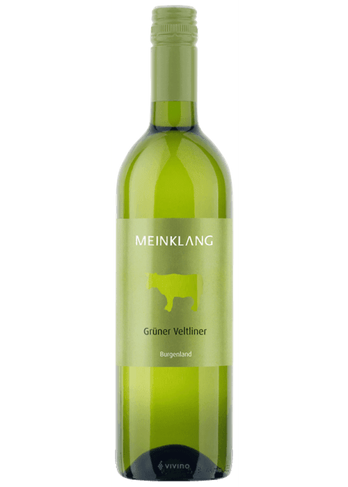Meinklang Grüner Veltliner white wine bottle from Burgenland Austria with cow logo