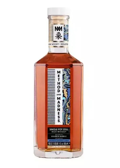 Method & Madness Japanese Chestnut 700ml Irish Whiskey bottle with amber liquid and abstract label