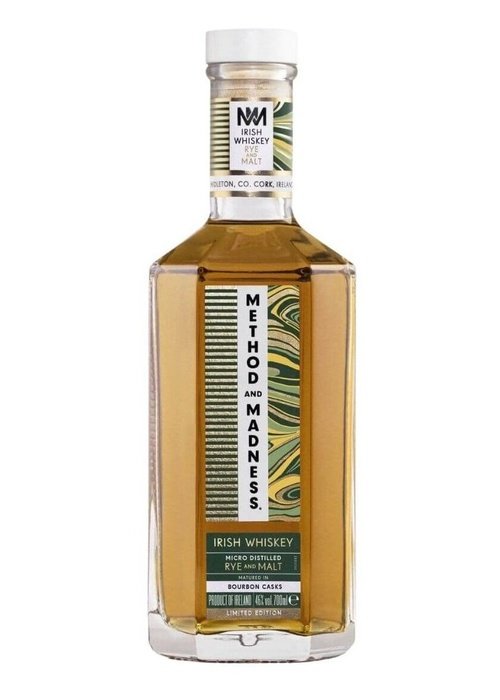 Method & Madness Rye & Malt Irish Whiskey 700ml amber bottle with green and beige label