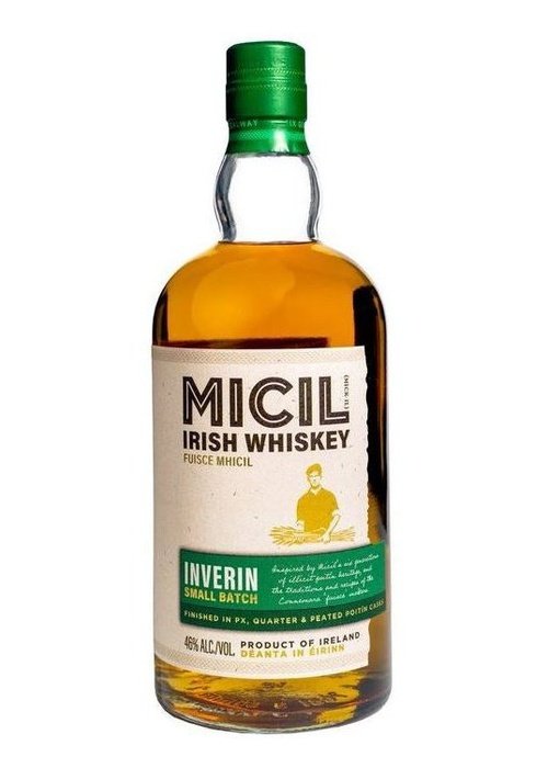 Micil Inverin Small Batch Irish Whiskey 700ml amber bottle with green cap and cream label