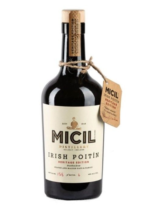 Micil Heritage Edition Irish Poitín 500ml bottle with cork stopper and rustic twine label