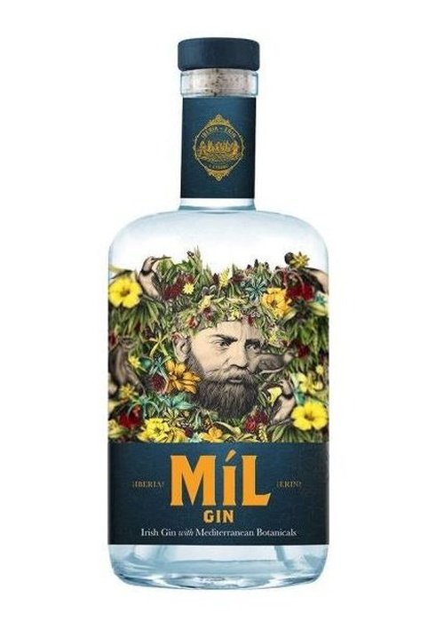 Míl Irish Pot Stilled Gin 700ML bottle with Mediterranean botanicals label
