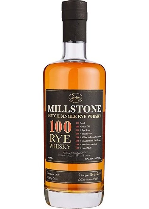 Millstone Dutch Single Rye Whisky 700ml bottle with black label and gold text