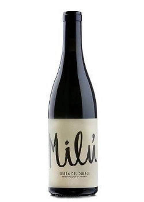 Milú Ribera del Duero Tempranillo wine bottle with cream label and black capsule