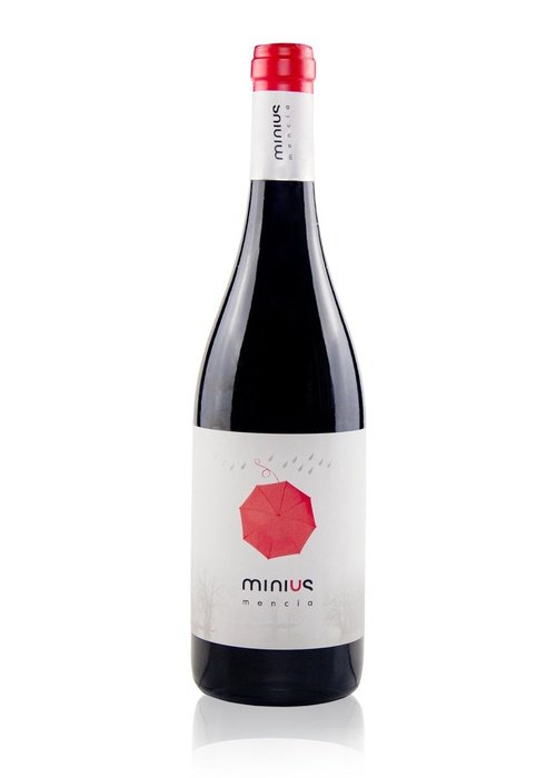 Minius Mencia red wine bottle with octagonal umbrella label