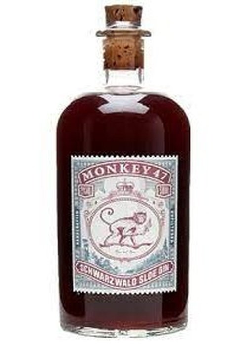 Monkey 47 Schwarzwald Sloe Gin 500ml bottle with cork stopper and vintage label