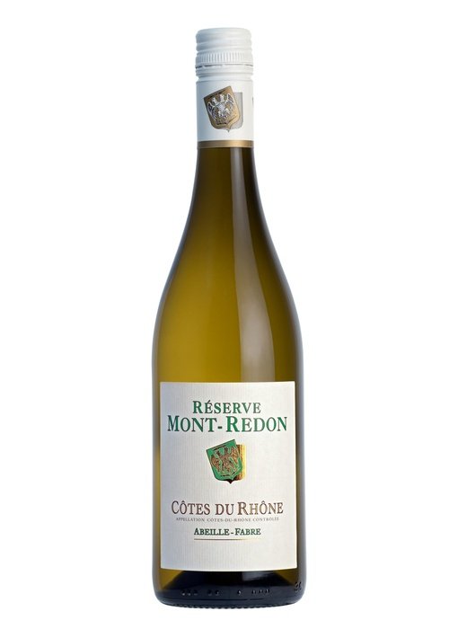 Mont-Redon Reserve Cotes Du Rhone White wine bottle with screw cap and shield logo