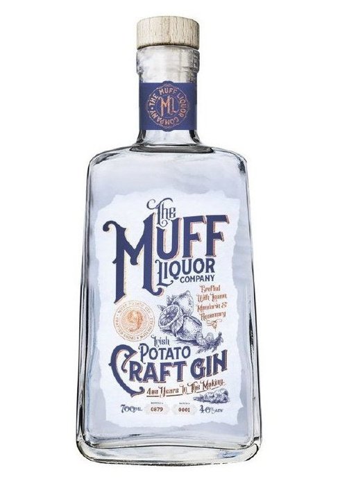 Muff Liquor Company Irish Potato Craft Gin 700ml bottle with cork stopper and potato label