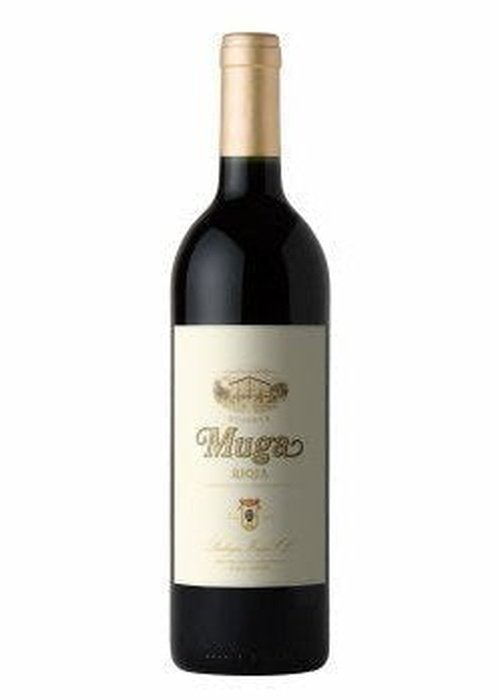 Muga Reserva Rioja red wine bottle with gold foil and cream label