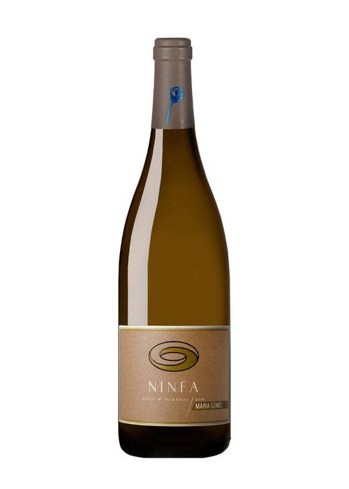 Ninfa Maria Gomes Branco 2020 white wine bottle with beige label and gold spiral logo