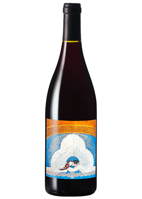 Domaine de L'Ecu Nobis Le Temps des Copains Syrah red wine bottle with artistic winged label design