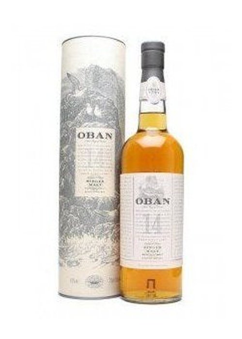 Oban 14 Year Old 700ml single malt whisky bottle with original packaging tube