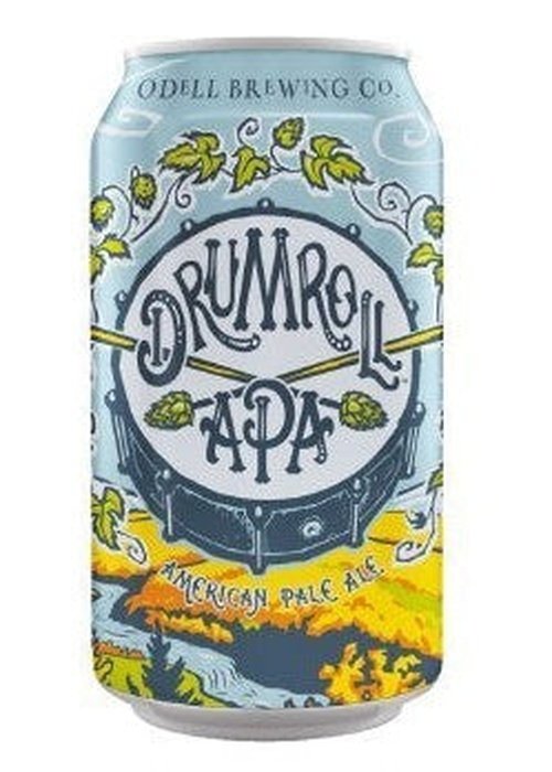 Odell Drumroll APA 355ml unfiltered American Pale Ale can with hop and drum design