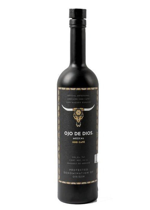Ojo De Dios Mezcal ODD Cafe 700ml bottle with bull skull label and coffee notes