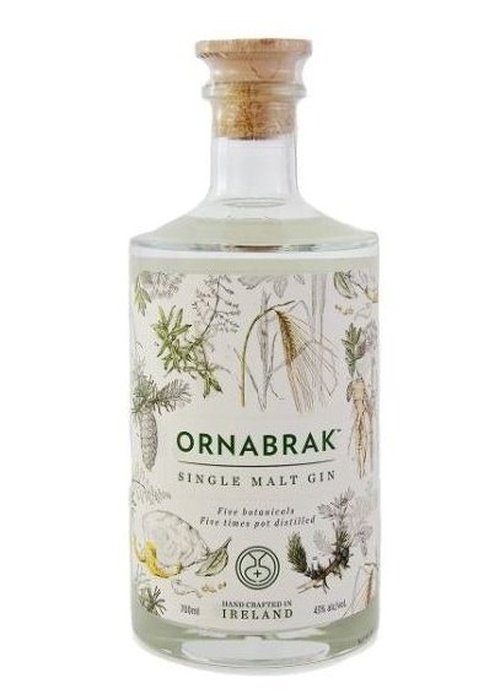 Ornabrak Single Malt Gin 700ml bottle with botanical label and cork stopper
