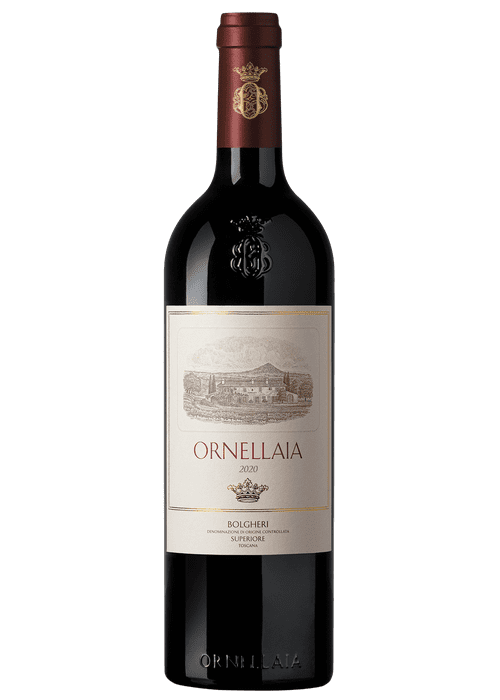 Ornellaia Bolgheri DOC Superiore 2020 red wine bottle with cream label and gold foil