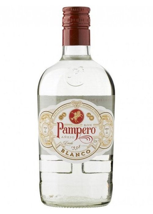 Pampero Anejo Blanco 700ml clear rum bottle with red cap and cream gold label