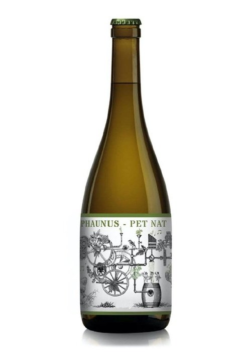 Phaunus Pet Nat sparkling wine bottle with vintage label art
