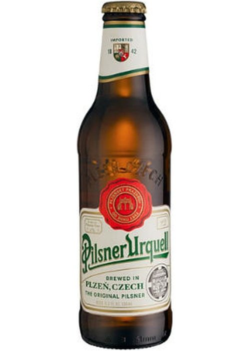 Pilsner Urquell 500ML brown glass bottle with gold cap and green label