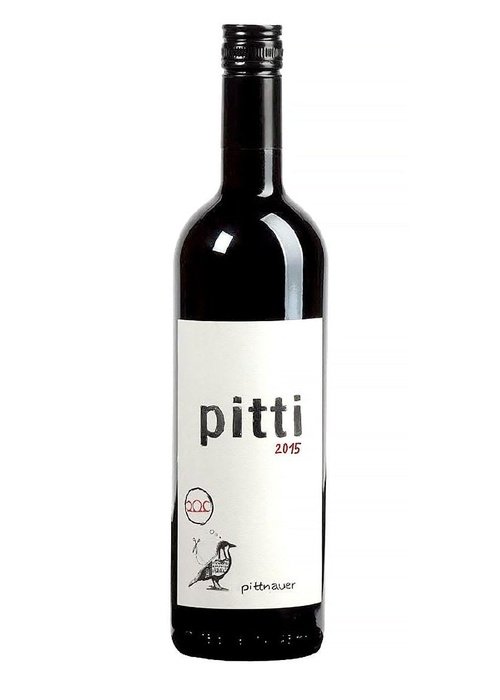 Pitti Pittnauer 2015 organic red wine bottle with bird logo