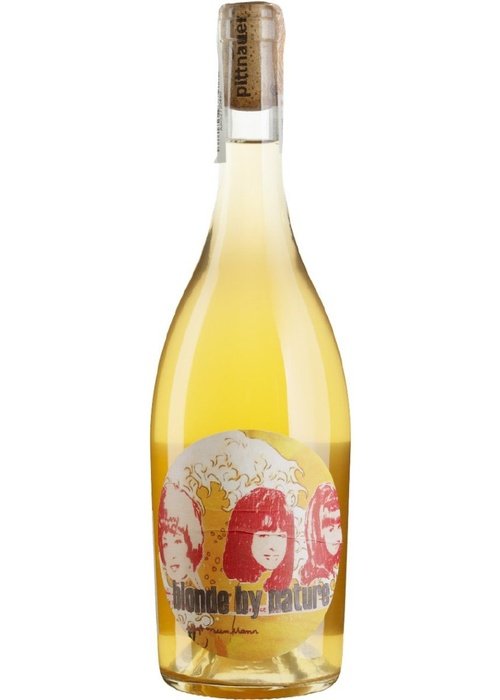 Pittnauer Blonde By Nature orange wine bottle with blonde women label