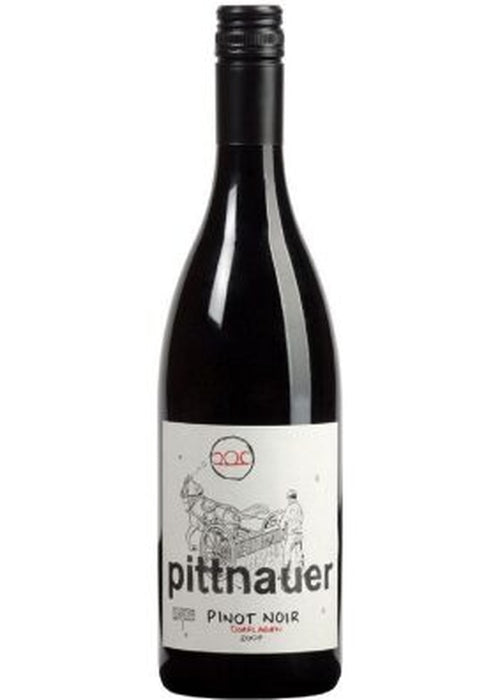 Pittnauer Pinot Noir red wine bottle with black screw cap and white label