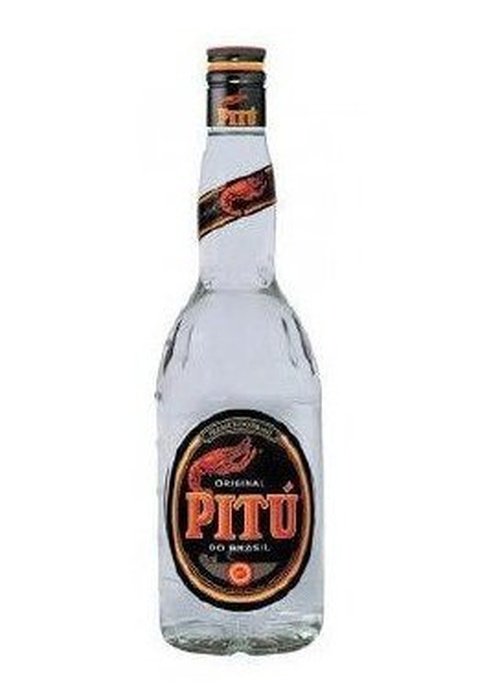 Pitu Cachaça 700ML bottle with red lobster logo and gold label