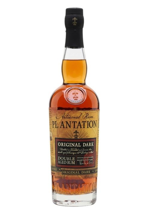 Plantation Original Dark rum bottle with vintage label and gold emblem