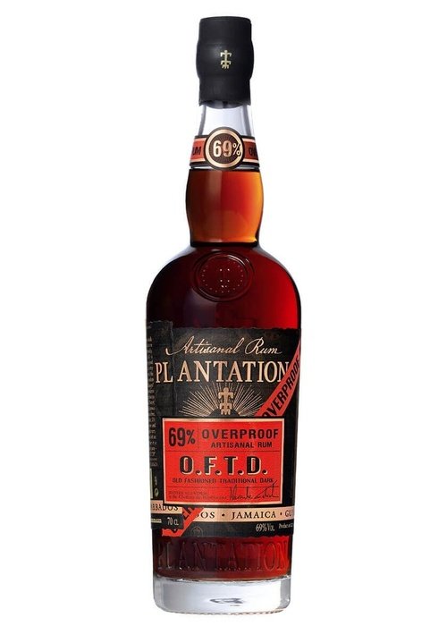 Plantation Overproof Rum 700ml dark amber bottle with black label and 69% ABV