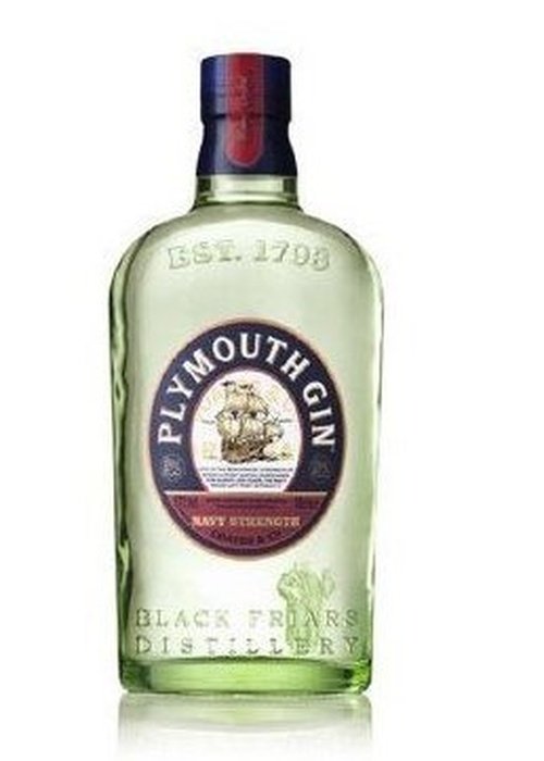 Plymouth Navy Strength Gin 700ml bottle with sailing ship label and blue cap