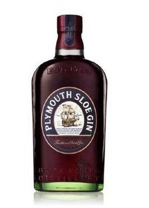 Plymouth Sloe Gin 700ml bottle with maroon cap and sailing ship label