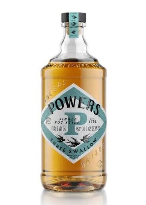 Powers Three Swallow Single Pot Still Irish Whiskey 700ml bottle with swallow logo