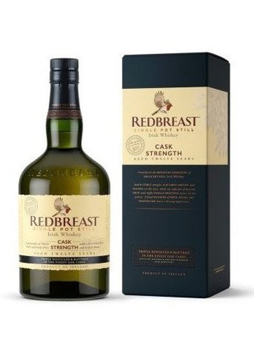 Redbreast 12 Year Old Cask Strength Single Pot Still Irish Whiskey bottle and packaging