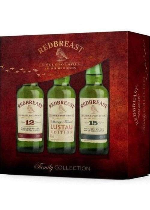 Redbreast Miniature Gift Pack 3 x 50ML Irish Single Pot Still Whiskey bottles in red box