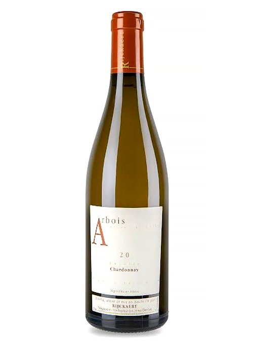 Rijckaert Bourgogne Chardonnay white wine bottle with orange foil capsule and Arbois label