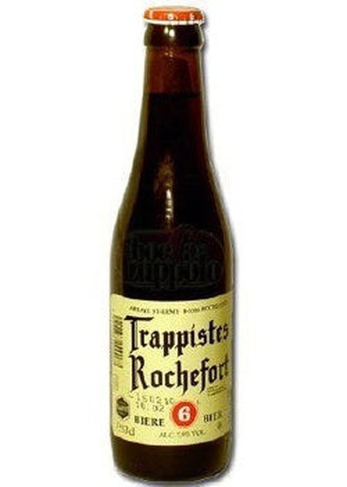 Trappistes Rochefort 6 Belgian Trappist beer bottle 7.5% ABV dark amber liquid