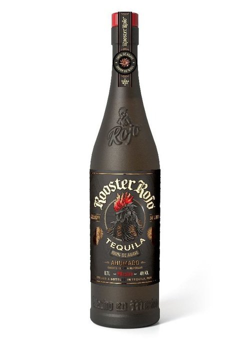 Rooster Rojo Ahumado Tequila 700ML bottle with dark glass, red cap, and gold label