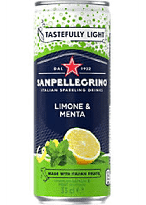 San Pellegrino Lemon & Mint Can 330ml aluminum with Italian fruits and mint leaves