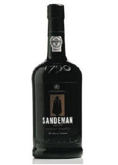 Sandeman Tawny Port 700ml bottle with black label and cloak logo