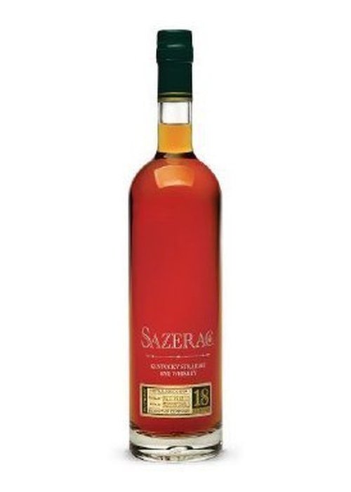 Sazerac Rye 18 Year Old Kentucky Straight Rye Whiskey bottle with gold 18 badge